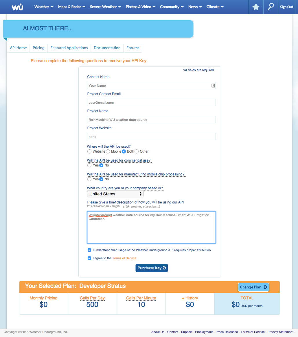 Using WUnderground – RainMachine